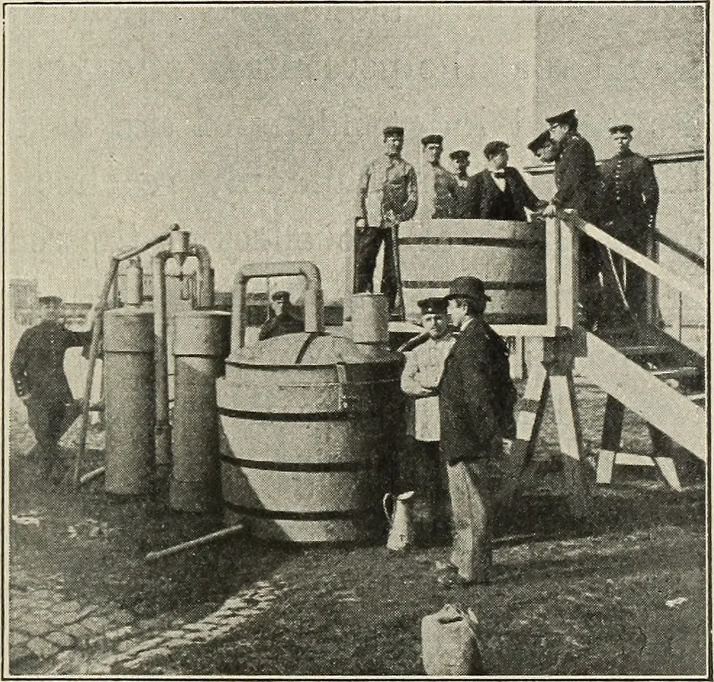 An illustration from Airships past and present, together with chapters on the use of balloons in connection with meteorology, photography and the carrier pigeon, 1908, leaf 262