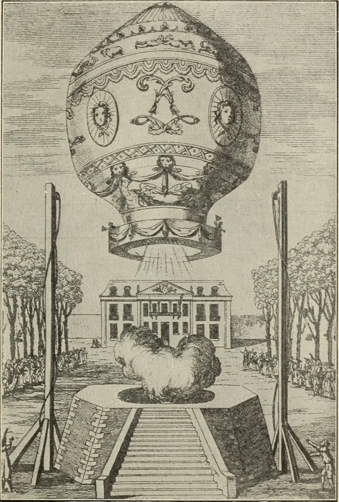 An illustration from Airships past and present, together with chapters on the use of balloons in connection with meteorology, photography and the carrier pigeon, 1908, leaf 32