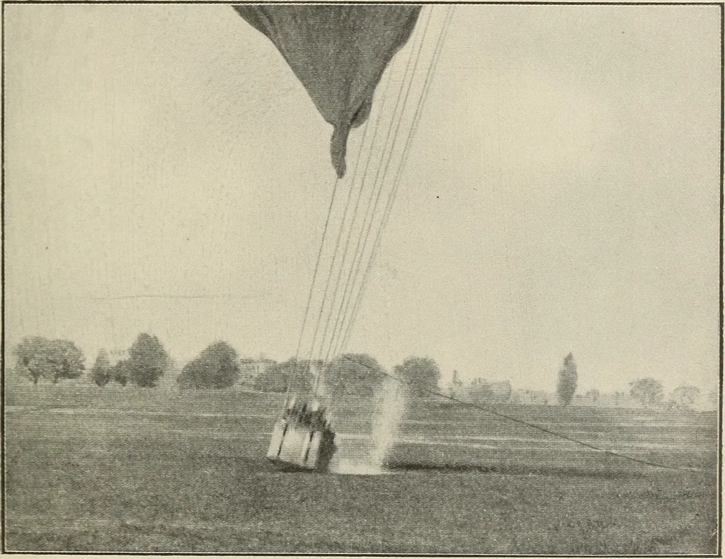 An illustration from Airships past and present, together with chapters on the use of balloons in connection with meteorology, photography and the carrier pigeon, 1908, leaf 44