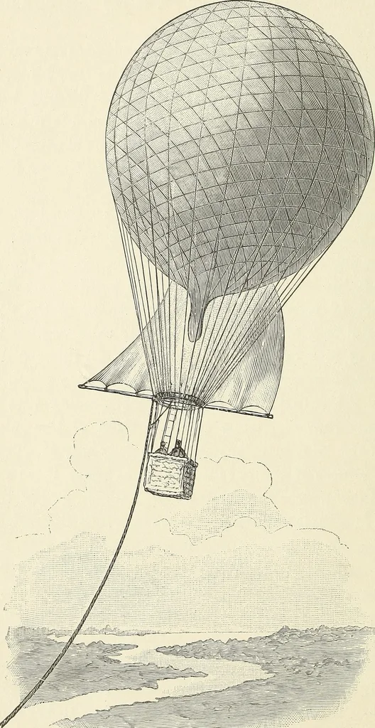 An illustration from Airships past and present, together with chapters on the use of balloons in connection with meteorology, photography and the carrier pigeon, 1908, leaf 61