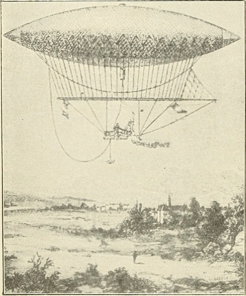 An illustration from Airships past and present, together with chapters on the use of balloons in connection with meteorology, photography and the carrier pigeon, 1908, leaf 69