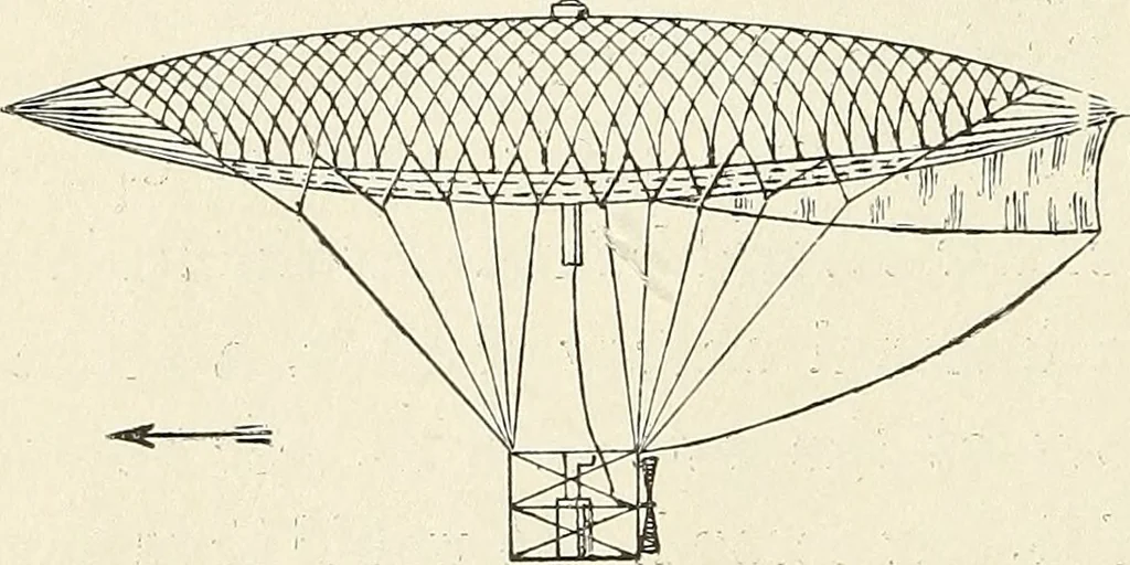 An illustration from Airships past and present, together with chapters on the use of balloons in connection with meteorology, photography and the carrier pigeon, 1908, leaf 71