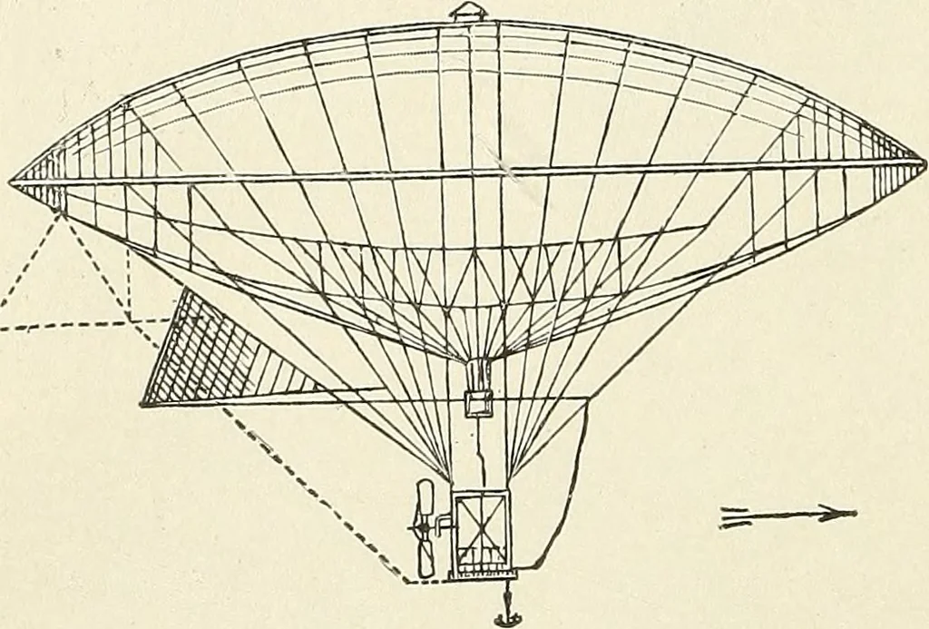 An illustration from Airships past and present, together with chapters on the use of balloons in connection with meteorology, photography and the carrier pigeon, 1908, leaf 75