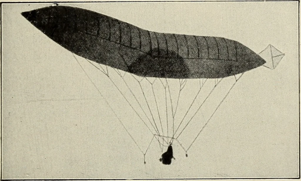 An illustration from Airships past and present, together with chapters on the use of balloons in connection with meteorology, photography and the carrier pigeon, 1908, leaf 88