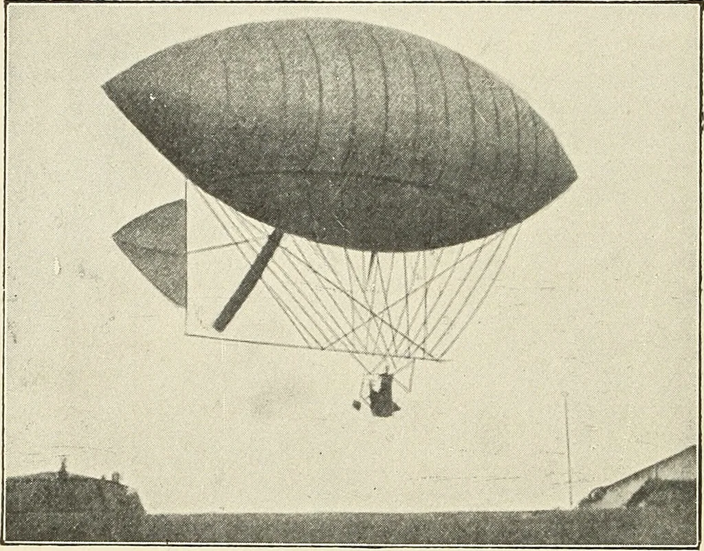 An illustration from Airships past and present, together with chapters on the use of balloons in connection with meteorology, photography and the carrier pigeon, 1908, leaf 89