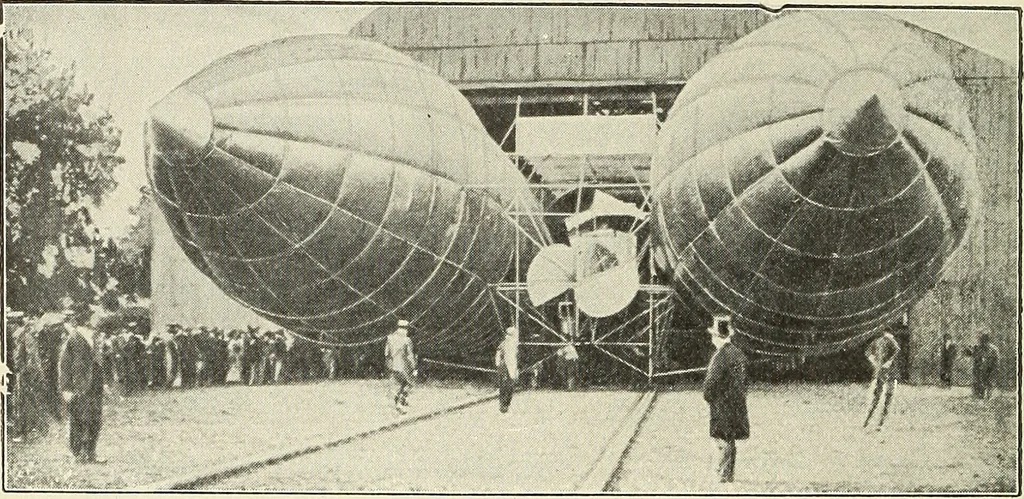 An illustration from Airships past and present, together with chapters on the use of balloons in connection with meteorology, photography and the carrier pigeon, 1908, leaf 93