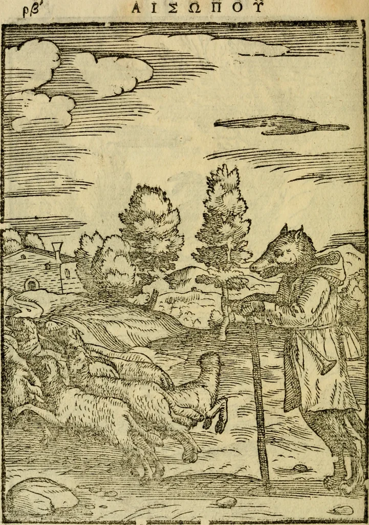 An illustration from Aisopou mythoi, 1644, leaf 103