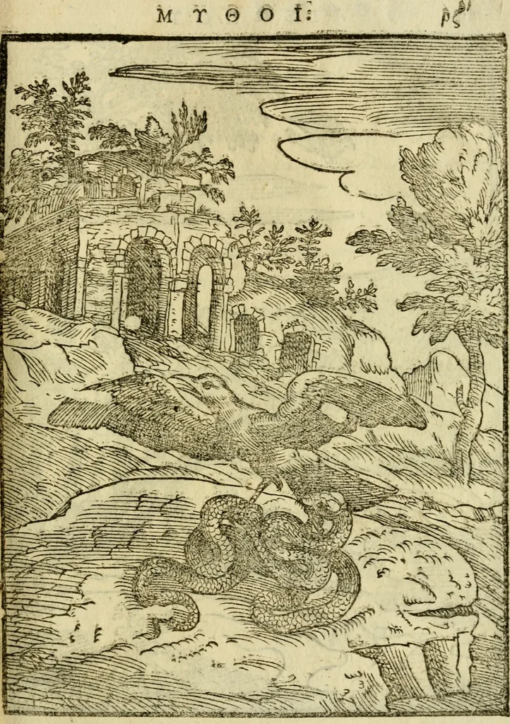An illustration from Aisopou mythoi, 1644, leaf 108