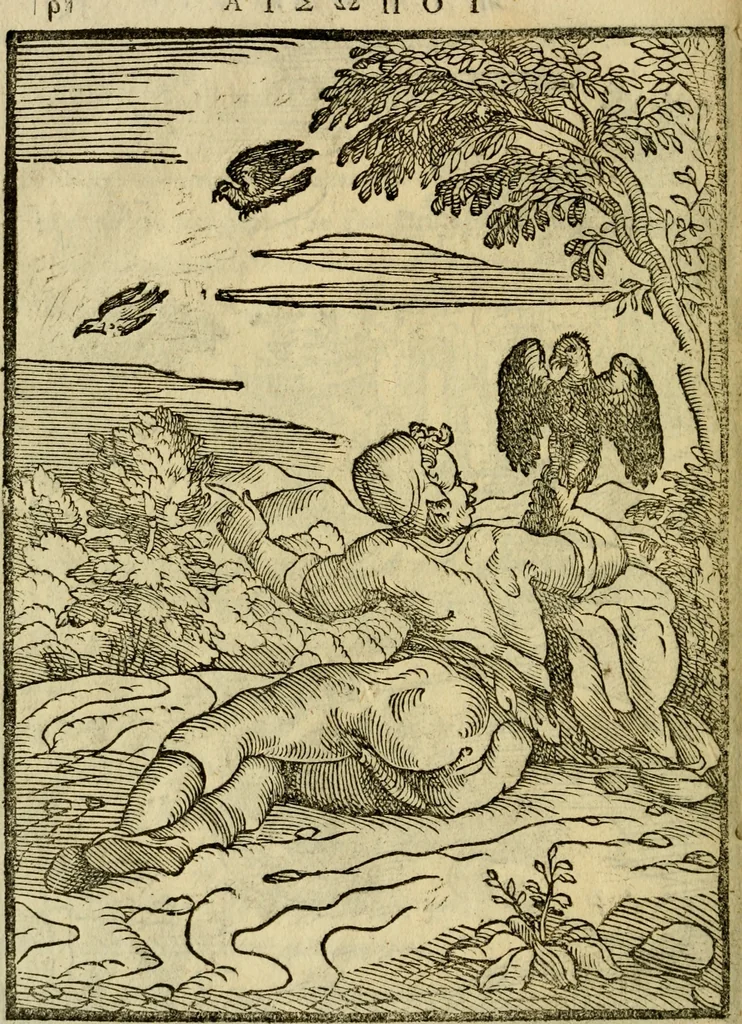 An illustration from Aisopou mythoi, 1644, leaf 109