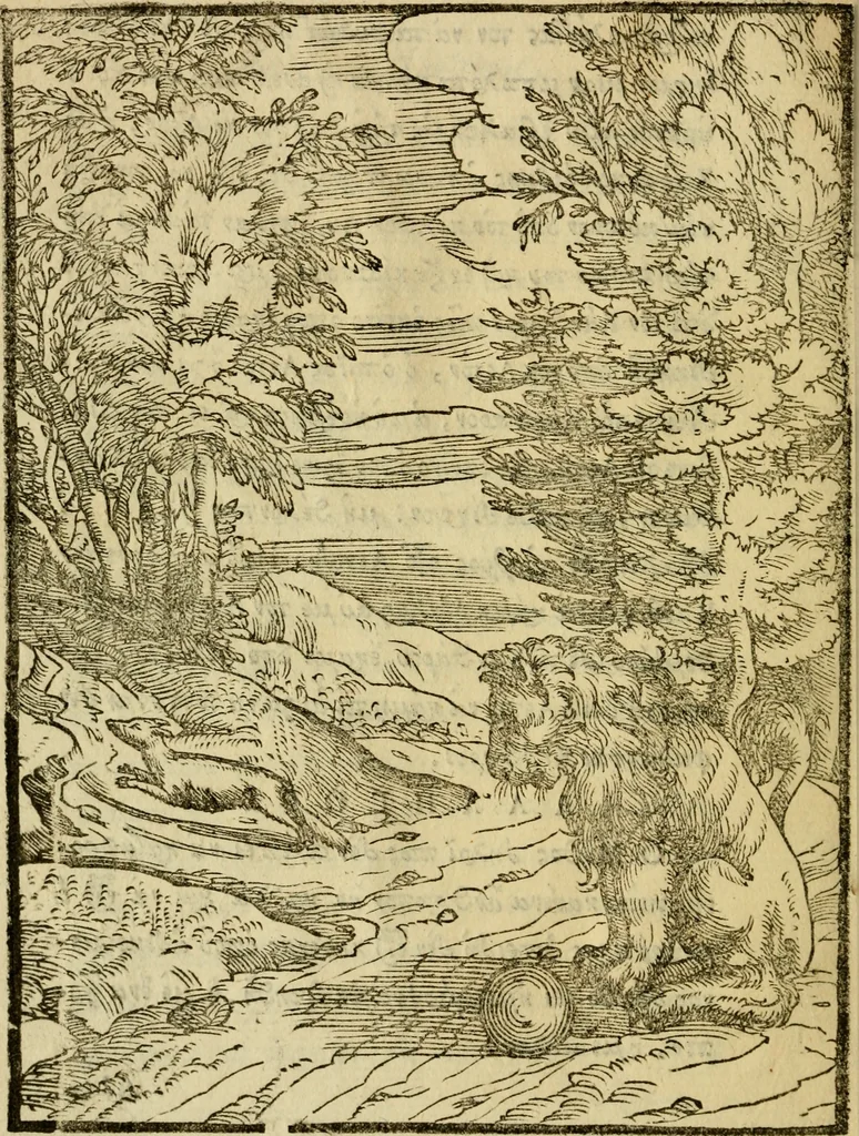 An illustration from Aisopou mythoi, 1644, leaf 11