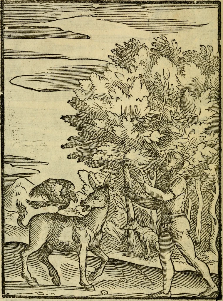 An illustration from Aisopou mythoi, 1644, leaf 121
