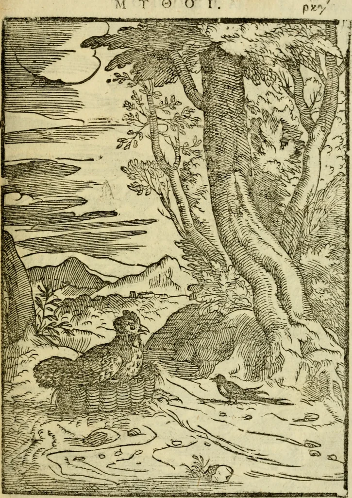 An illustration from Aisopou mythoi, 1644, leaf 124