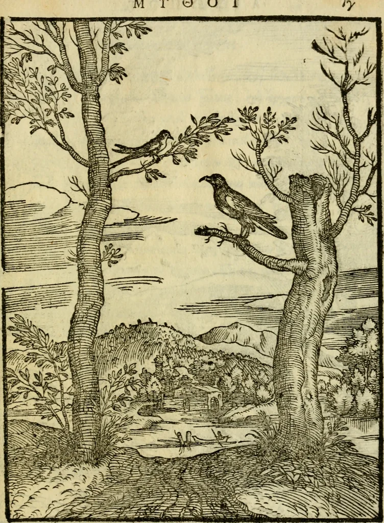 An illustration from Aisopou mythoi, 1644, leaf 14