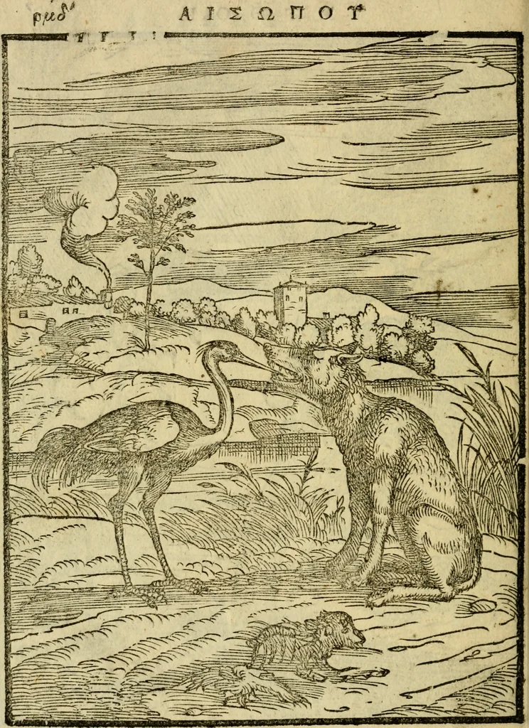 An illustration from Aisopou mythoi, 1644, leaf 145