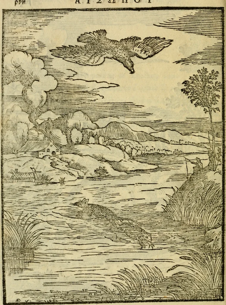 An illustration from Aisopou mythoi, 1644, leaf 159