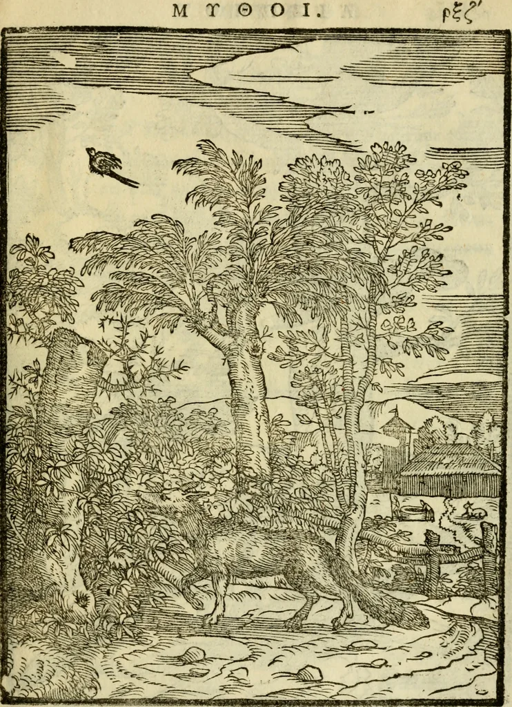 An illustration from Aisopou mythoi, 1644, leaf 168