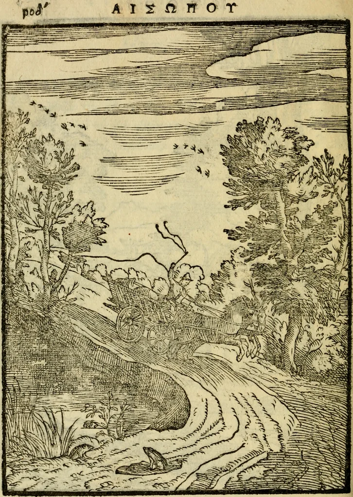 An illustration from Aisopou mythoi, 1644, leaf 175