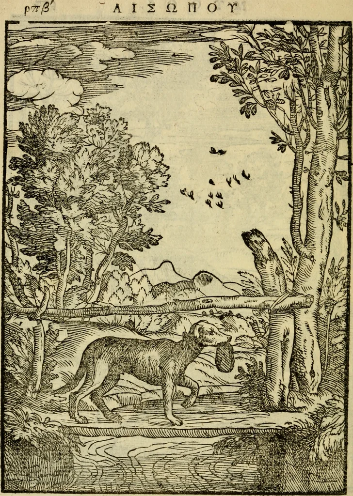 An illustration from Aisopou mythoi, 1644, leaf 183