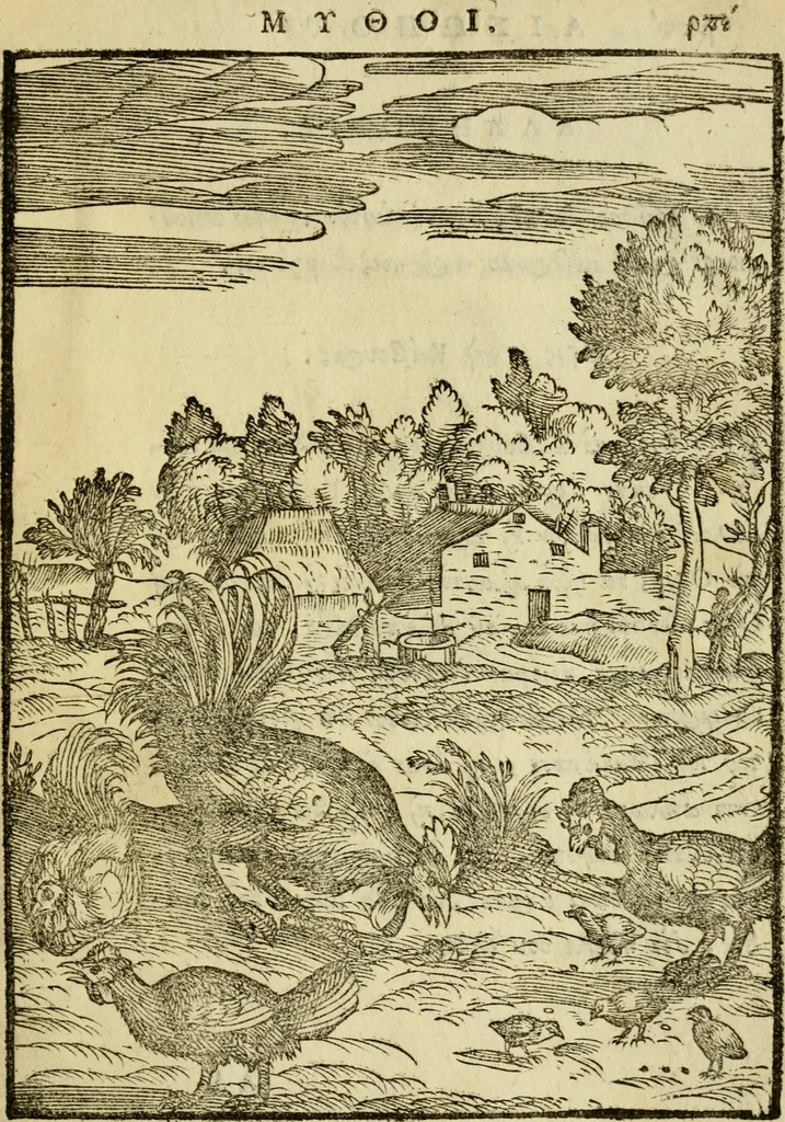 An illustration from Aisopou mythoi, 1644, leaf 186
