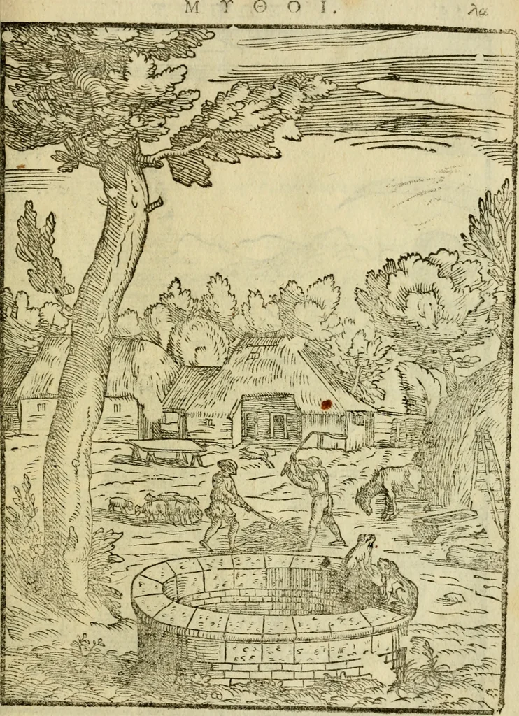 An illustration from Aisopou mythoi, 1644, leaf 32