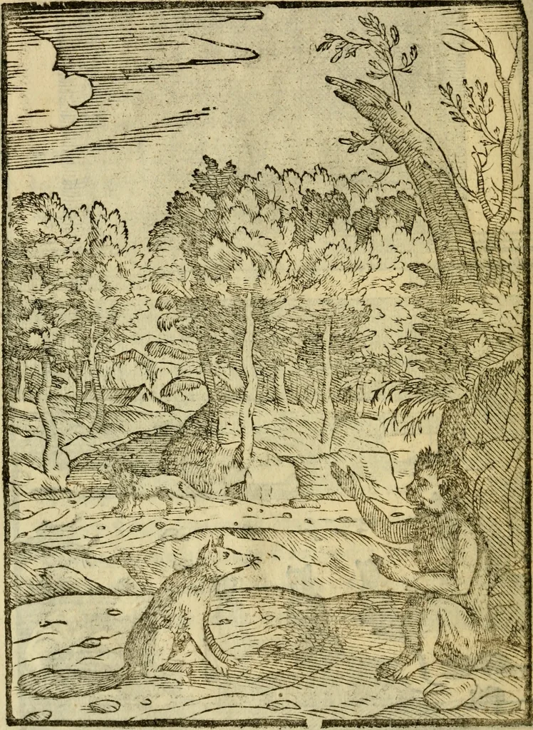 An illustration from Aisopou mythoi, 1644, leaf 43