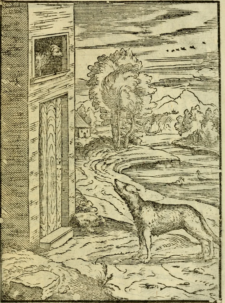 An illustration from Aisopou mythoi, 1644, leaf 48