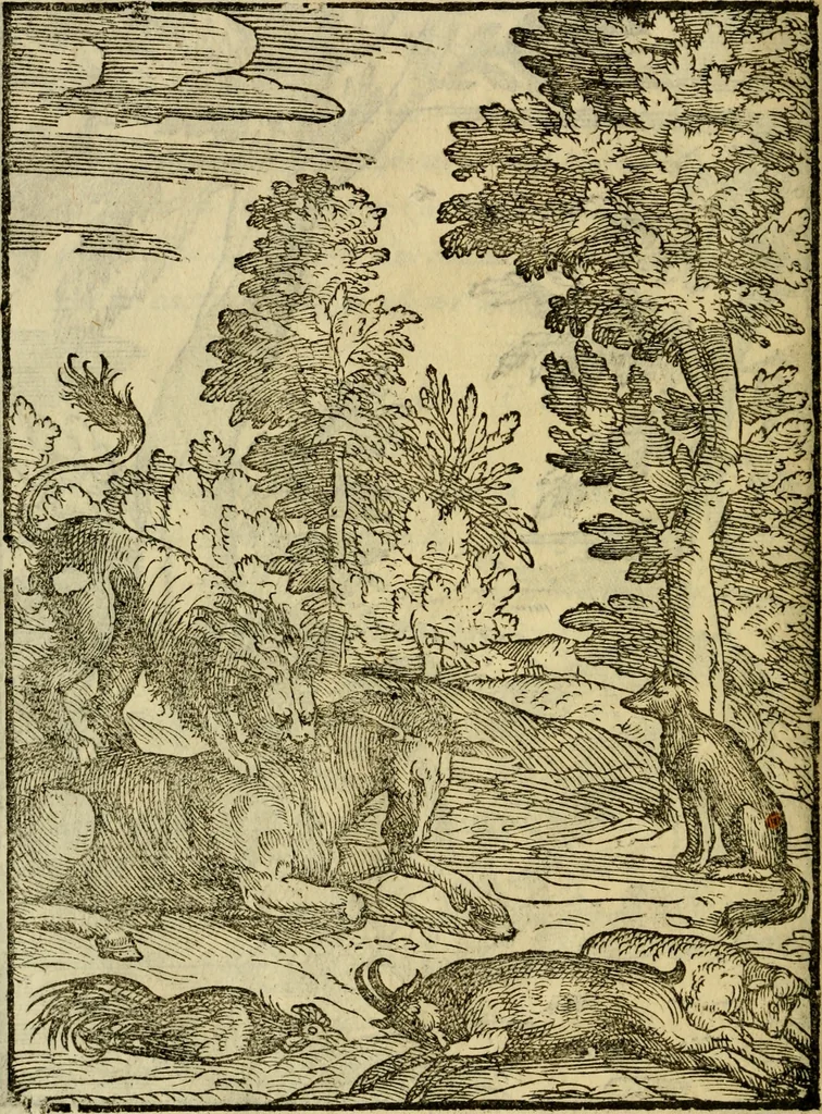 An illustration from Aisopou mythoi, 1644, leaf 53
