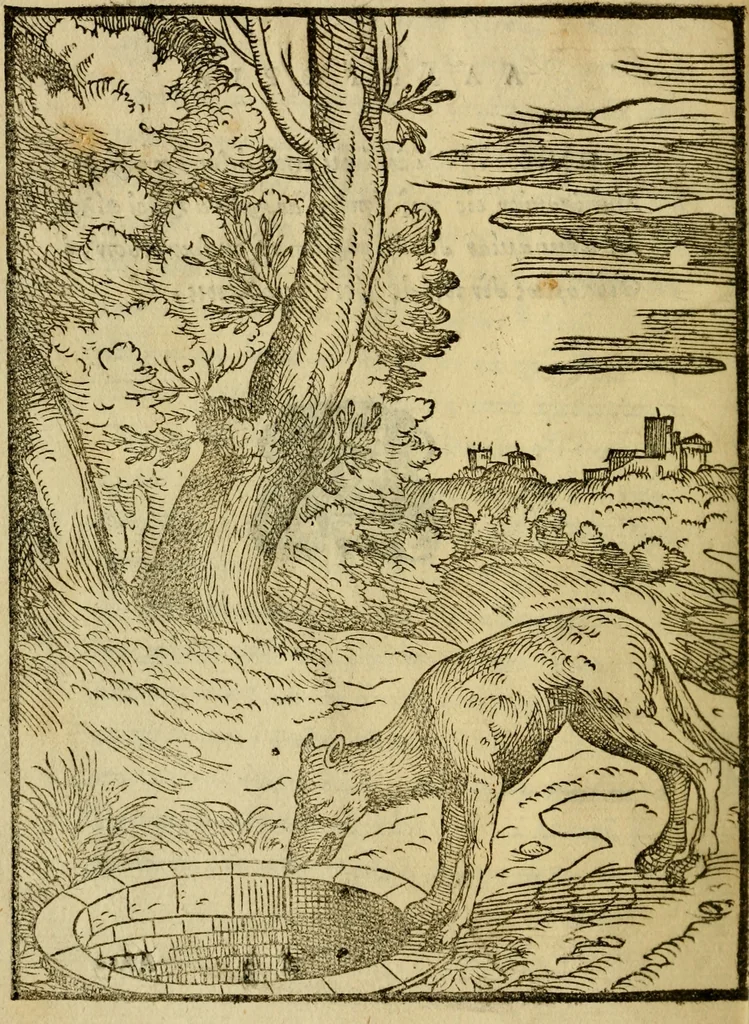An illustration from Aisopou mythoi, 1644, leaf 7