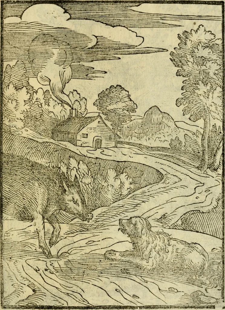 An illustration from Aisopou mythoi, 1644, leaf 86