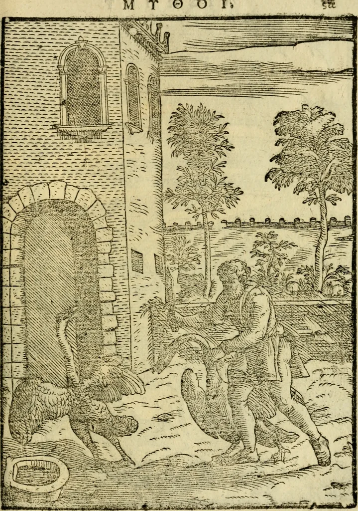 An illustration from Aisopou mythoi, 1644, leaf 92