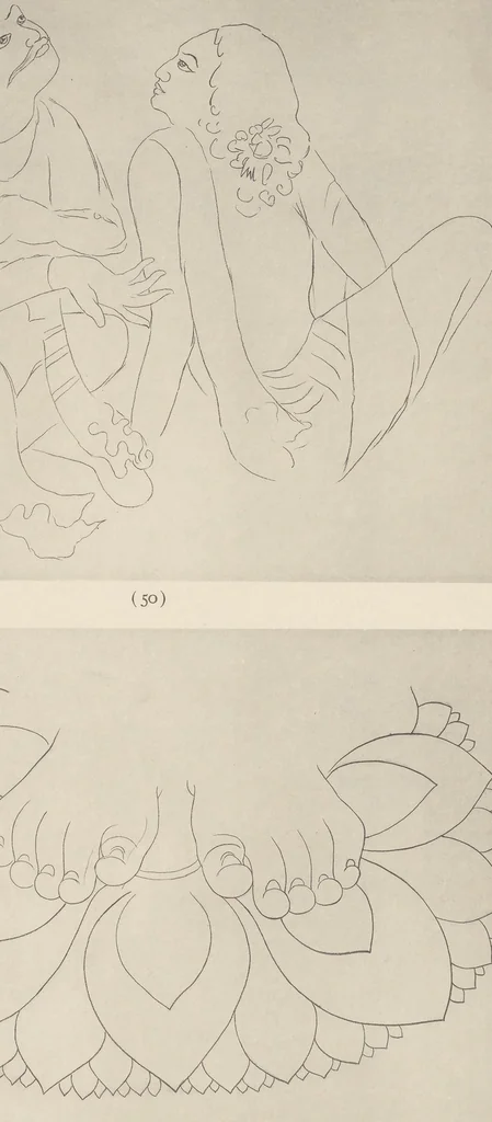 An illustration from Ajanta frescoes : being reproductions in colour and monochrome of frescoes in some of the caves at Ajanta after copies taken in the years 1909-1911 by Lady Herringham and her assistants, 1915, leaf 42