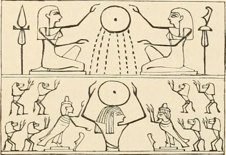An illustration from The alabaster sarcophagus of Oimeneptah I., king of Egypt : now in Sir John Soane's Museum, Lincoln's Inn Fields, 1864, leaf 44