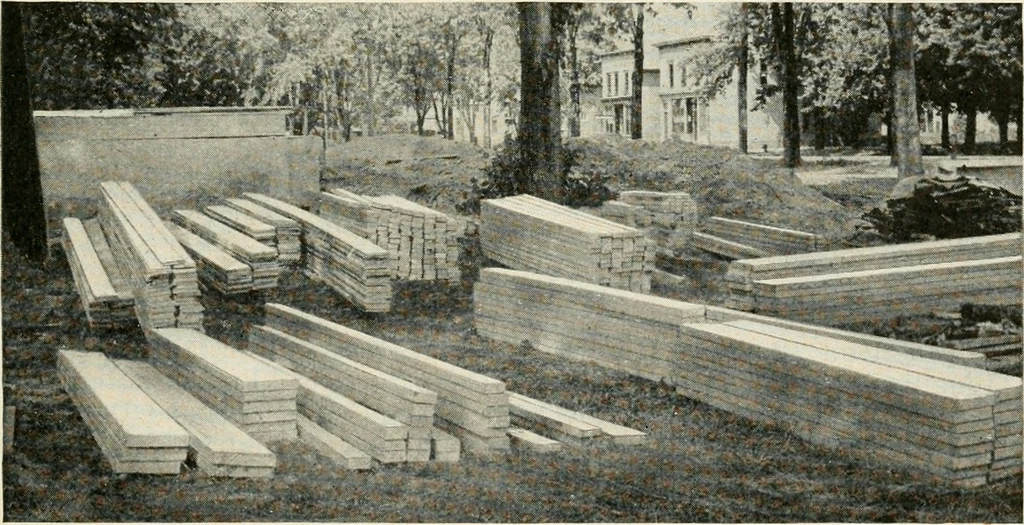 An illustration from Aladdin Manual of construction : containing practical methods covering every step necessary in the erection of Aladdin houses, barns, garages, etc. / prepared and illustrated by David S. Betcone, 1918, leaf 212