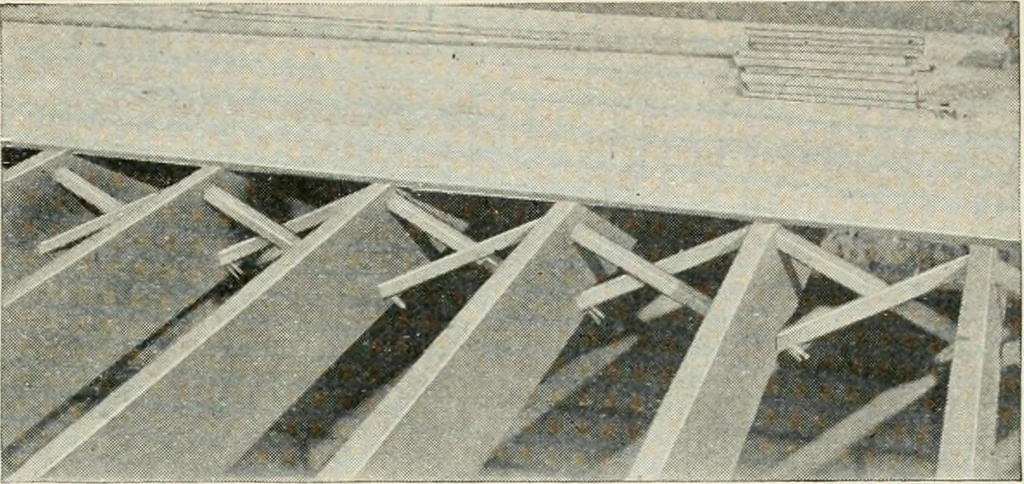 An illustration from Aladdin Manual of construction : containing practical methods covering every step necessary in the erection of Aladdin houses, barns, garages, etc. / prepared and illustrated by David S. Betcone, 1918, leaf 228