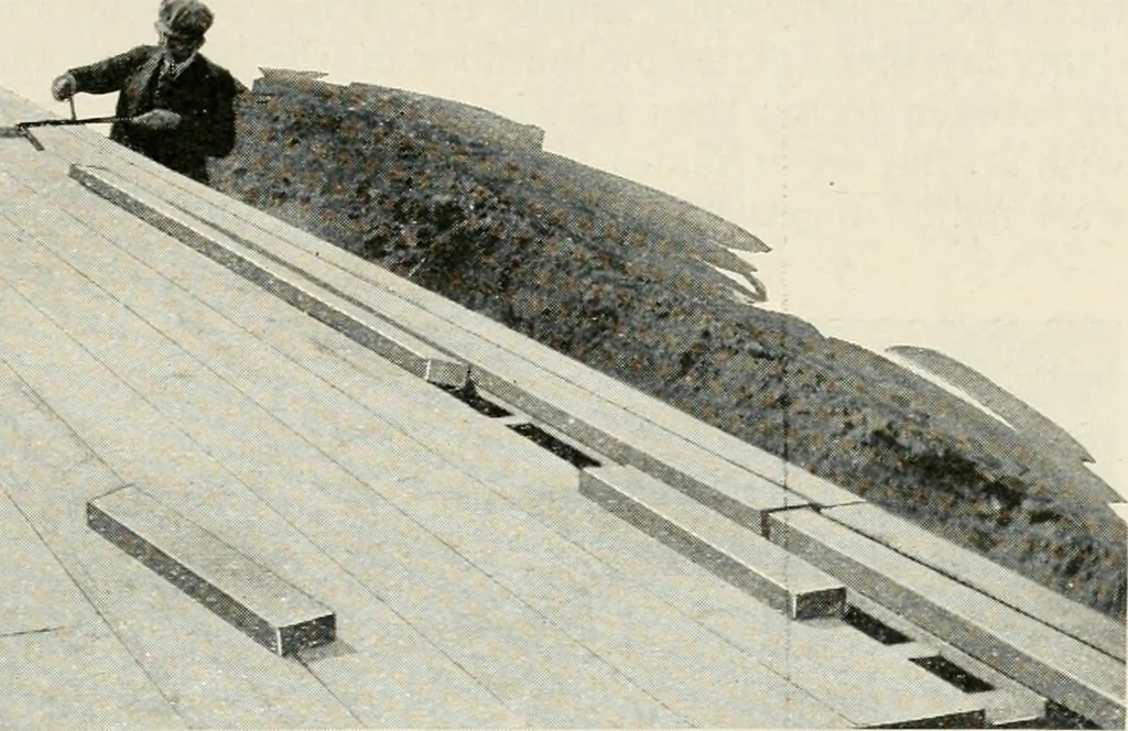 An illustration from Aladdin Manual of construction : containing practical methods covering every step necessary in the erection of Aladdin houses, barns, garages, etc. / prepared and illustrated by David S. Betcone, 1918, leaf 230