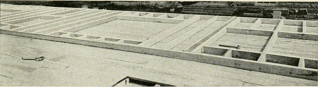 An illustration from Aladdin Manual of construction : containing practical methods covering every step necessary in the erection of Aladdin houses, barns, garages, etc. / prepared and illustrated by David S. Betcone, 1918, leaf 230