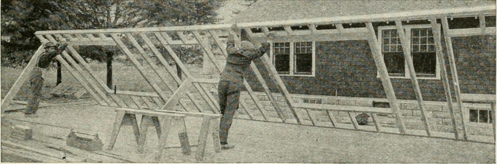 An illustration from Aladdin Manual of construction : containing practical methods covering every step necessary in the erection of Aladdin houses, barns, garages, etc. / prepared and illustrated by David S. Betcone, 1918, leaf 230
