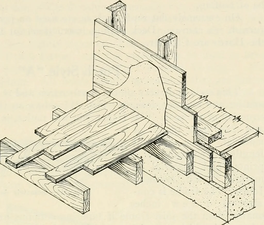 An illustration from Aladdin Manual of construction : containing practical methods covering every step necessary in the erection of Aladdin houses, barns, garages, etc. / prepared and illustrated by David S. Betcone, 1918, leaf 258
