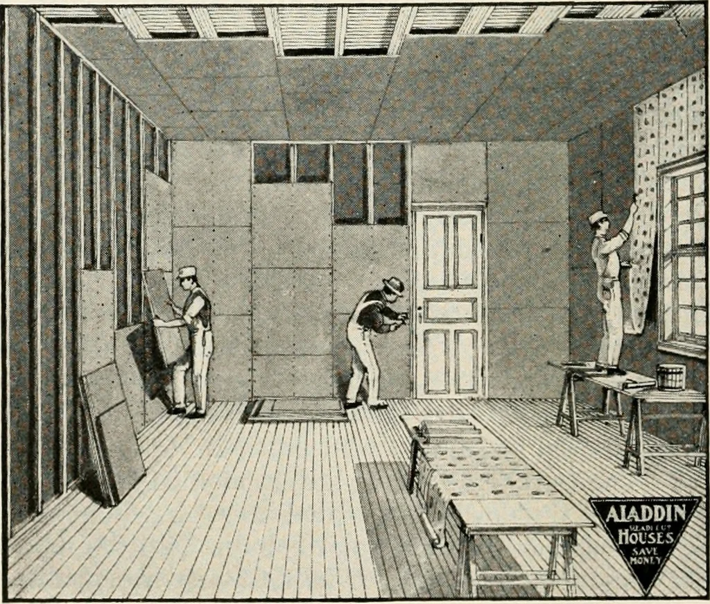 An illustration from Aladdin Manual of construction : containing practical methods covering every step necessary in the erection of Aladdin houses, barns, garages, etc. / prepared and illustrated by David S. Betcone, 1918, leaf 263