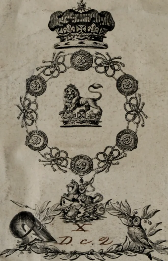 An illustration from Alberici Gentilis De legationibus, libri tres, 1585, leaf 1