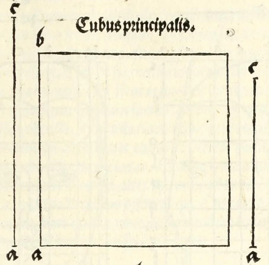 An illustration from Alberti Dureri Clarissimi pictoris et geometrae de symmetria partium in rectis formis humanorum corporum, 1532, leaf 187