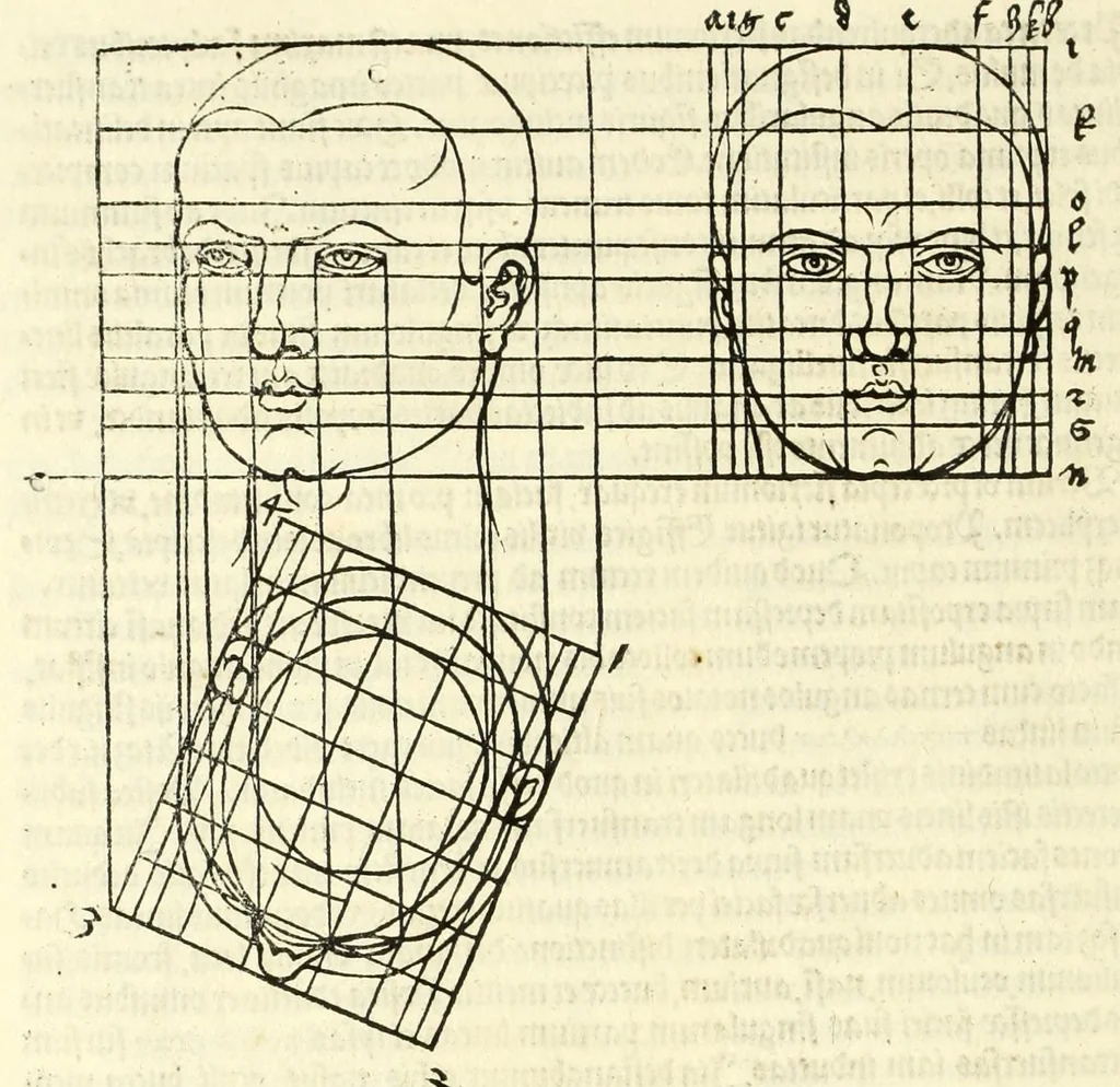 An illustration from Alberti Dureri Clarissimi pictoris et geometrae de symmetria partium in rectis formis humanorum corporum, 1532, leaf 246