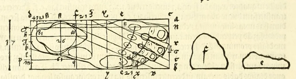 An illustration from Alberti Dureri Clarissimi pictoris et geometrae de symmetria partium in rectis formis humanorum corporum, 1532, leaf 74