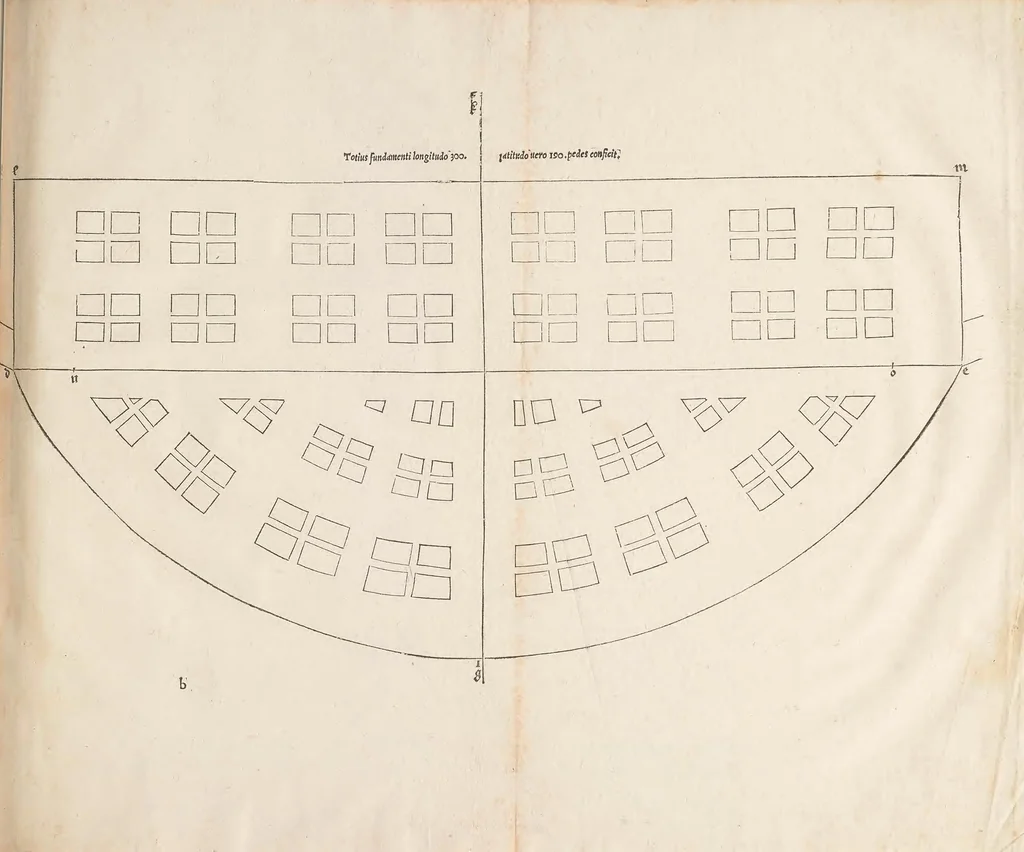 An illustration from Alberti Dureri pictoris et architecti praestantissimi de vrbibus, arcibus, castellísque condendis, ac muniendis rationes aliquot, praesenti bellorum necessitati accommodatissimae : nunc recens è lingua Germanica in Latinam traductae, 1535, leaf 19