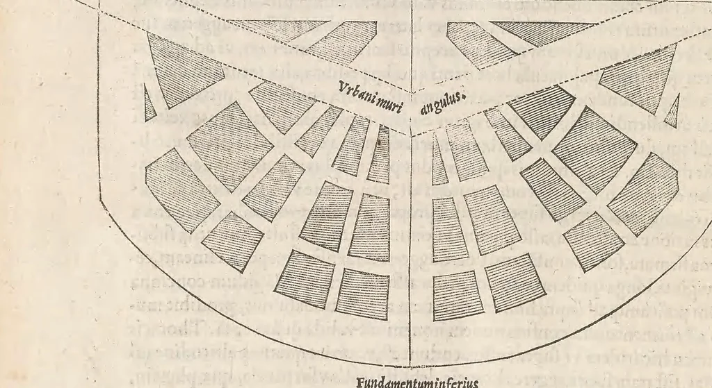 An illustration from Alberti Dureri pictoris et architecti praestantissimi de vrbibus, arcibus, castellísque condendis, ac muniendis rationes aliquot, praesenti bellorum necessitati accommodatissimae : nunc recens è lingua Germanica in Latinam traductae, 1535, leaf 66