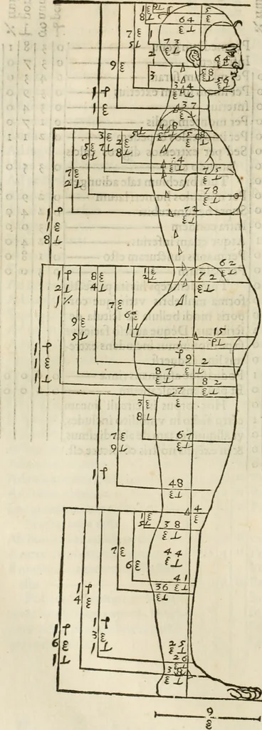 An illustration from Alberti Dvreri clarissimi pictoris et geometrae De symmetria partium humanorum corporum libri quatuor : è germanica lingua in latinam versi, 1557, leaf 129