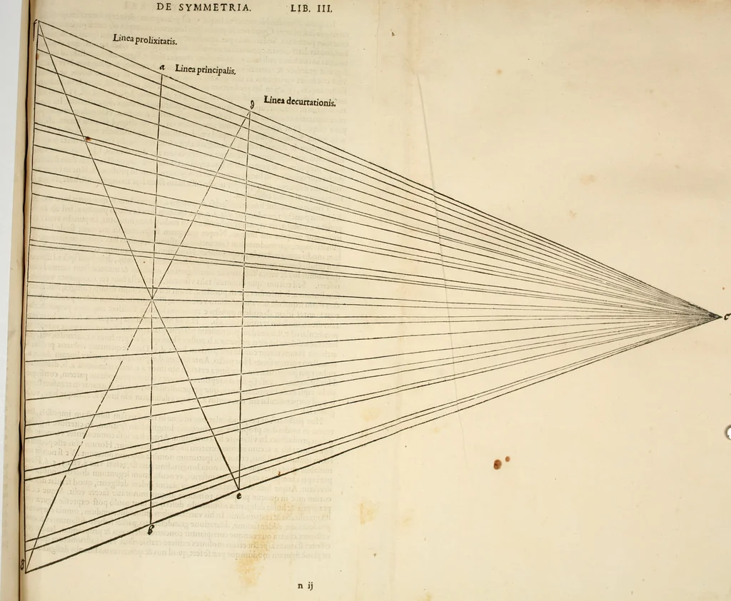 An illustration from Alberti Dvreri clarissimi pictoris et geometrae De symmetria partium humanorum corporum libri quatuor : è germanica lingua in latinam versi, 1557, leaf 152