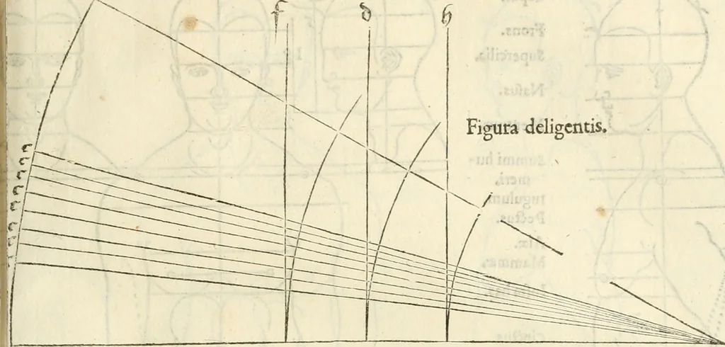 An illustration from Alberti Dvreri clarissimi pictoris et geometrae De symmetria partium humanorum corporum libri quatuor : è germanica lingua in latinam versi, 1557, leaf 154