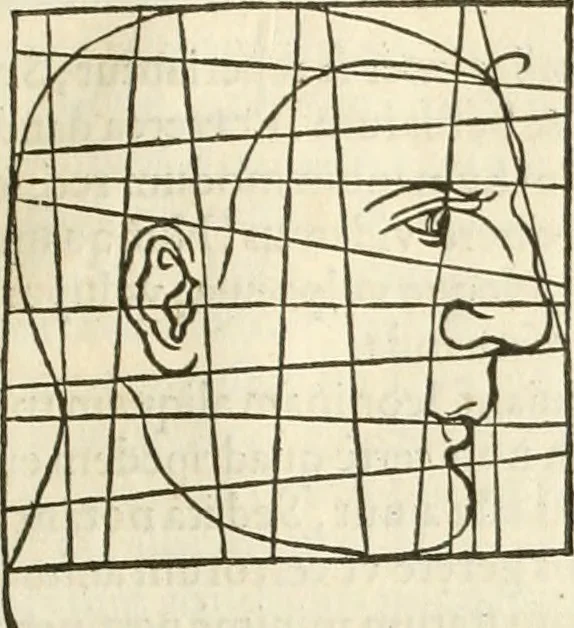 An illustration from Alberti Dvreri clarissimi pictoris et geometrae De symmetria partium humanorum corporum libri quatuor : è germanica lingua in latinam versi, 1557, leaf 174