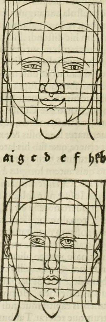 An illustration from Alberti Dvreri clarissimi pictoris et geometrae De symmetria partium humanorum corporum libri quatuor : è germanica lingua in latinam versi, 1557, leaf 175
